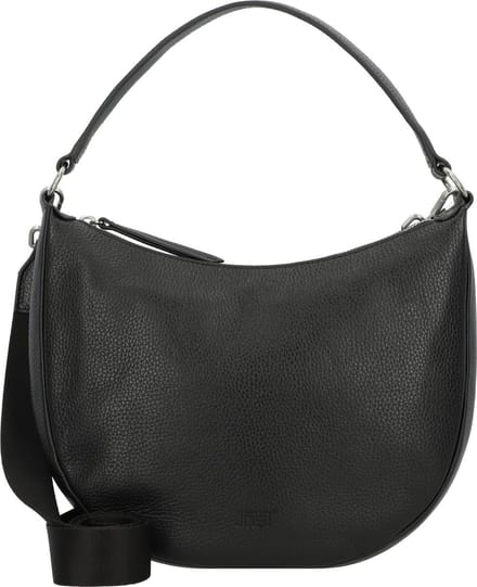 JOST Leren Schoudertas Vika Hobo Bag Black Zwart