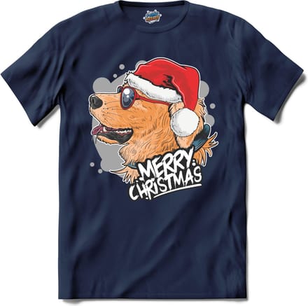 Merry christmas kerst labrador - T-Shirt - Dames - Navy Blue - Maat 3XL