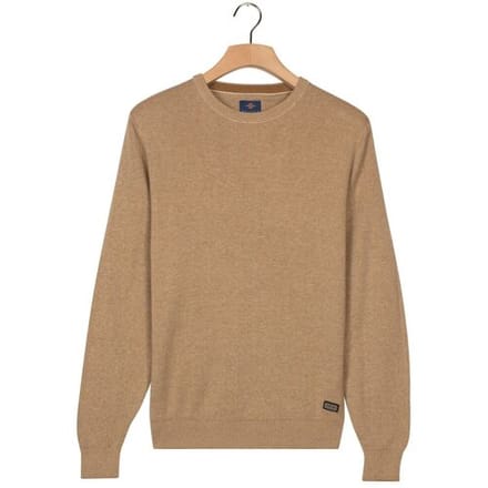 Baileys Trui Crew Neck Allover Fine Two-Tone Texture Camel / male