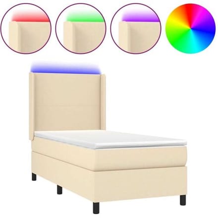 vidaXL - LED - Box - Spring - Bed - met - hoofdeinde - Stof