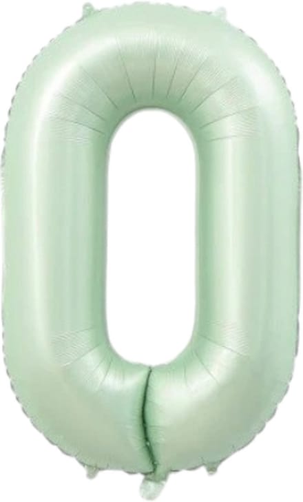 Folieballon cijfer 0 - mintgroen - 80cm