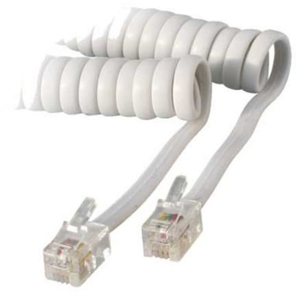 RJ10 telecom crossover spiraalkabel | wit | 4 meter