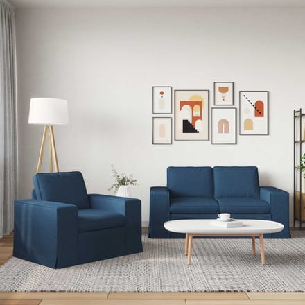 vidaXL Bankstel 2 pcs Blauw 162 x 80 x 82 cm Stof