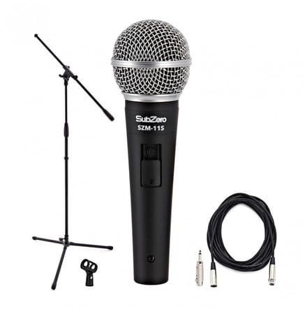 SubZero SZM-11S Dynamic Vocal Microphone with Switch, Boom Stand Pack