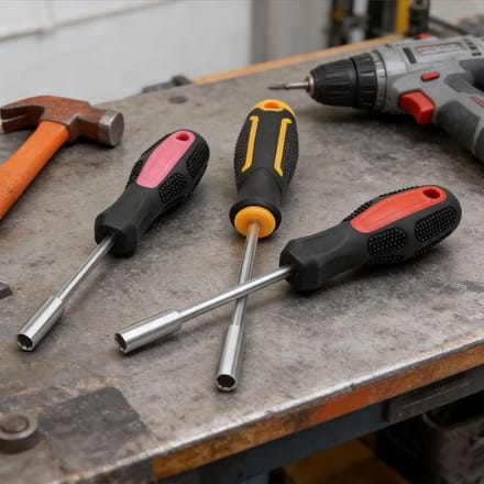 Schroevendraaier Handvat - Bithouder Grip Tool - Klus Klussen - Antislip Rubbergreep - 20.5 cm - Geel Zwart Rood