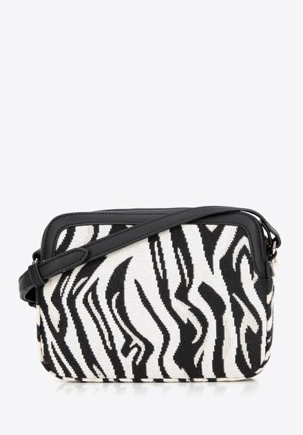 Wittchen - Dames Crossbody Tas - Jacquard & Eco-leer - Wit & Zwart