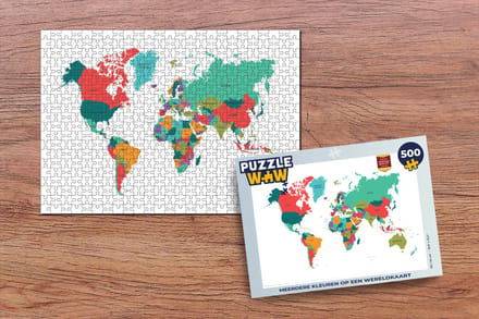 Puzzel Wereldkaart - Kleurrijk - Simpel - Legpuzzel - Puzzel 500 stukjes