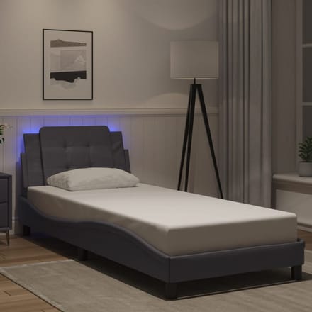 vidaXL - Bedframe - met - LED - zonder - matras - "Zadar" - grijs - 90x190 - cm