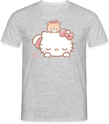 Hello Kitty Met Teddy Op Haar Rug T-Shirt Heren