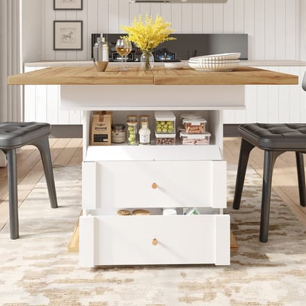 REDOM - Uitschuifbare Eettafel - Met Opbergruimte En Klapdeur - MDF - 110-140 X 80 X 75 Cm