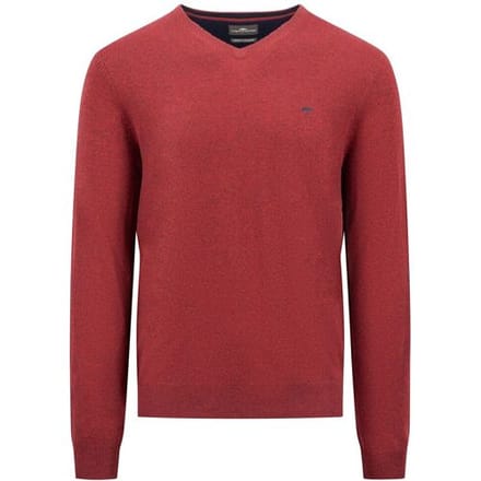 Fynch-Hatton Trui V-Neck Merino Cashmere Ruby Red / male