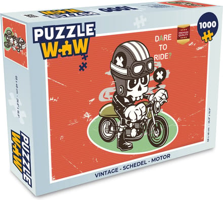 Puzzel Vintage - Schedel - Motor - Legpuzzel - Puzzel 1000 stukjes volwassenen