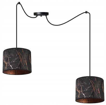 Light-Home WERONA – Hanglamp – 2-lichts – Zwart/Koper – Metalen Constructie – Verstelbare Hoogte