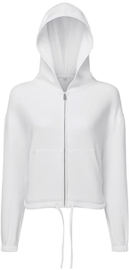TriDri - Drawstring Dames Hoodie met Rits Recycled - White maat S/M
