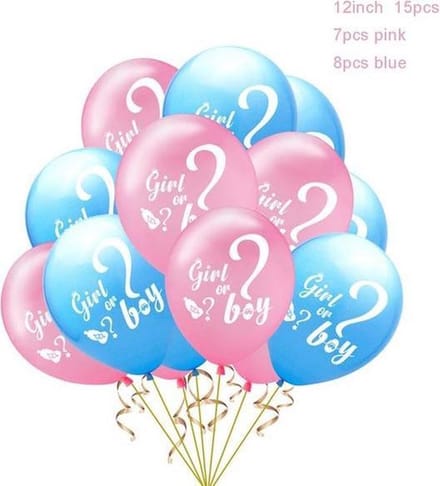 15 stuks ballonnen babyshower Girl or Boy