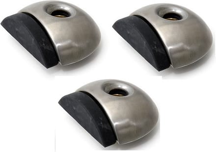 Dulimex Deurstopper/deurbuffer - 3x - D46mm - inclusief schroeven - RVS - zilver - vloermontage