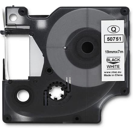Qoltec Tape voor DYMO D1 45803, 45808 |   19 mm x 7 m |   Wit/zwarte print