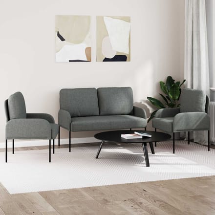 vidaXL - Sofa-Sets - 3 - st - Donkergrijs - Multiplex