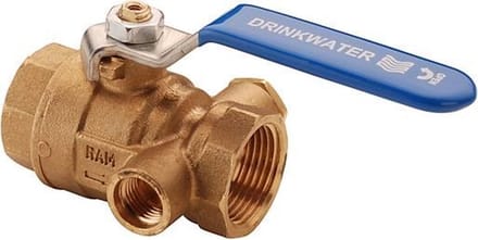 Raminex kogelkraan 2x 1/2 binnendraad + aftap 1/4