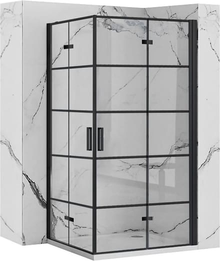 Rea Molier Black Double 90X90 - 190 cm - Douchecabine - Vierkant - Zwart