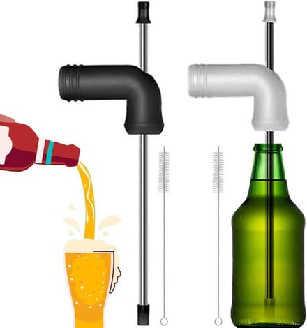 Allecto - Stainless Steel Drinking Snorkel - Beer Bong Set - 30 cm