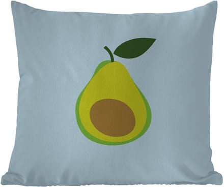 Buitenkussen Weerbestendig - Avocado - Illustratie - Groene - Vrucht - 50x50 cm