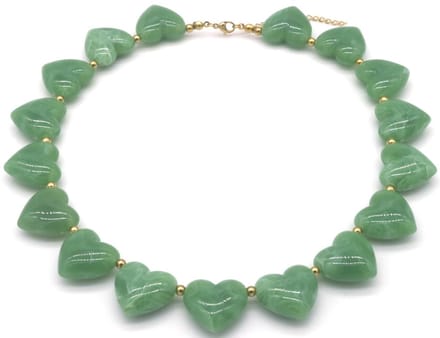 Ketting met acryl hartjes - RVS - groen - 40-45 cm - dames – valentijn – cadeau