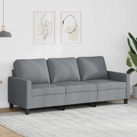 Vidaxl Bank 3-Persoons, Lichtgrijs, 180 Cm, Bekleed met Stof