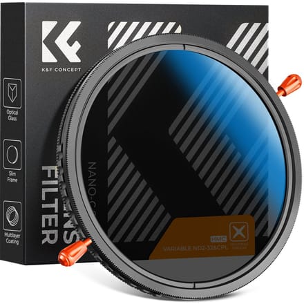 K&F Concept 72mm circulair polarisatiefilter & ND2-32 variabel grijsfilter Nano-C 2-in-1 filter CPL ND