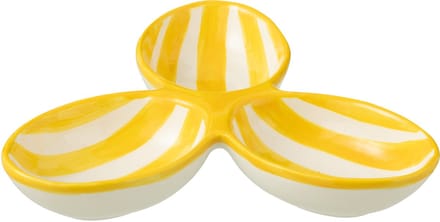 J-Line serveerschaal Granada Stripes Clover - keramiek - wit/geel