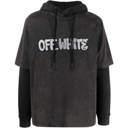 Gebroken witte GM vintage grijze hoodie met dubbele mouwen