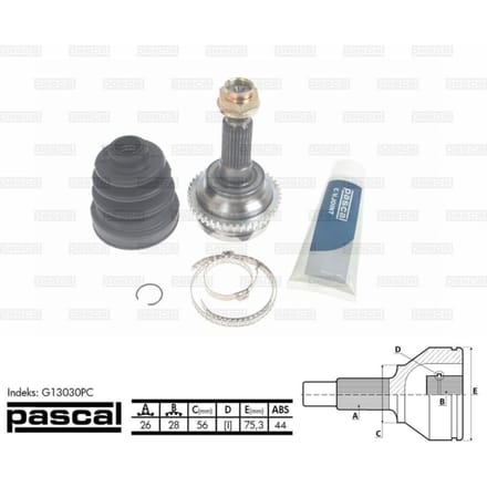 Homokineet reparatie set, aandrijfas PASCAL G13030PC