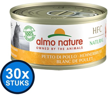 30x Almo Nature HFC - Kattenvoer Natvoer Blik - Natural - Kipfilet - 70g