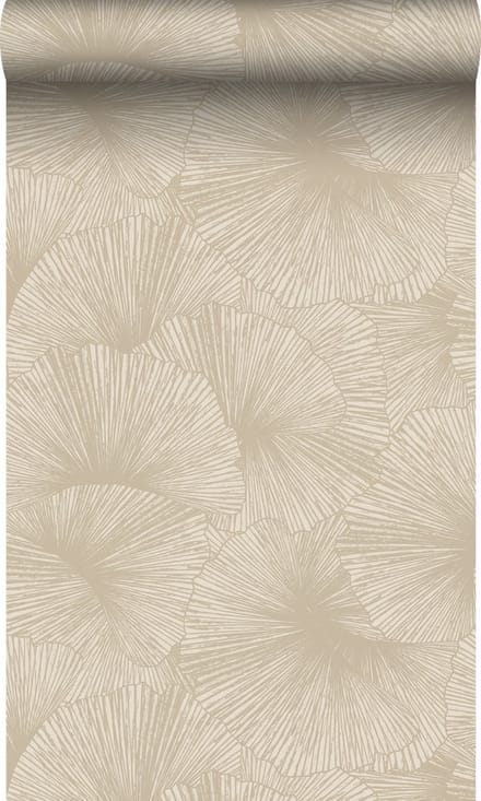 Origin Wallcoverings behang 3D-motief bladeren beige - 53 cm x 10.05 m - 348006