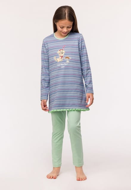 Woody pyjama meisjes - labradoodle - streep - 242-10-BLB-S/961 - maat 140