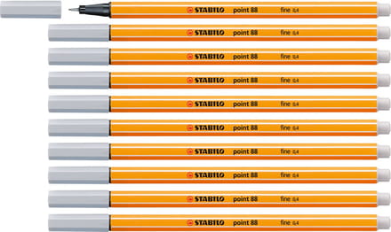 STABILO point 88 - Premium Fineliner - Fine 0,4 mm – Licht grijs– Doos 10 stuks