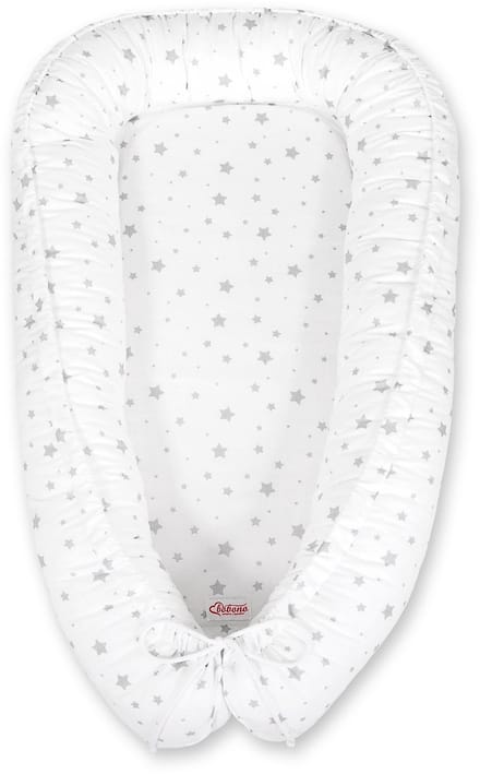 Babynest dubbelzijdig Premium Cocoon voor baby's BOBONO- mini grijze sterren