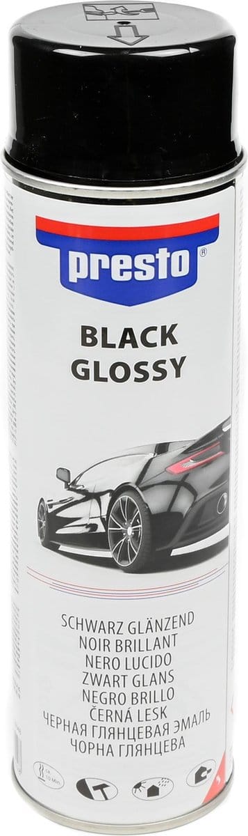Presto Verf spuitbus - zwart glans - sneldrogend - 500 ml