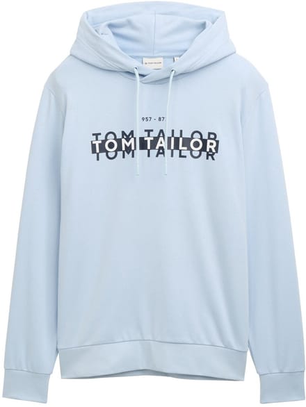 Tom Tailor - Hoodie sweatshirt met logoprint - Maat S - Light Metal Blue