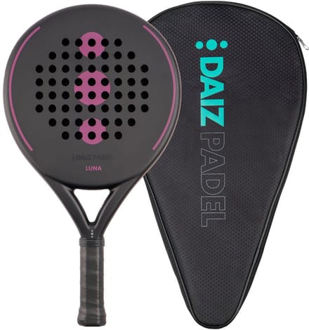 DAIZ PADEL RACKET DAMES - Luna Round - Premium Carbon - Inclusief Thermo Padeltas & Padel Protector - Padel Racket Roze Paars