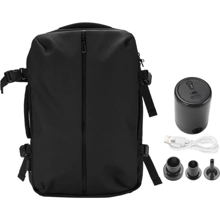 Stofzuiger Rugzak 22L-55L Uitbreidbaar Grote Capaciteit Regenbestendig Reis Compressie Rugzak met USB black