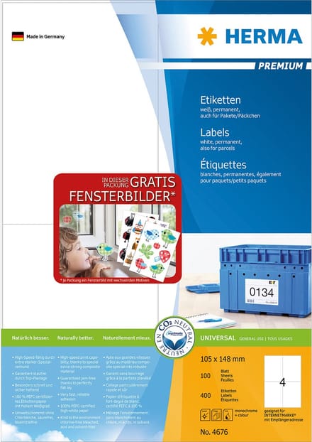 HERMA 12894 printeretiket Wit Zelfklevend printerlabel