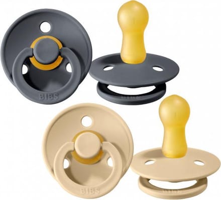BiBs Retro Fopspeen Iron / Beige 6-18 Mnd 2 Stuks