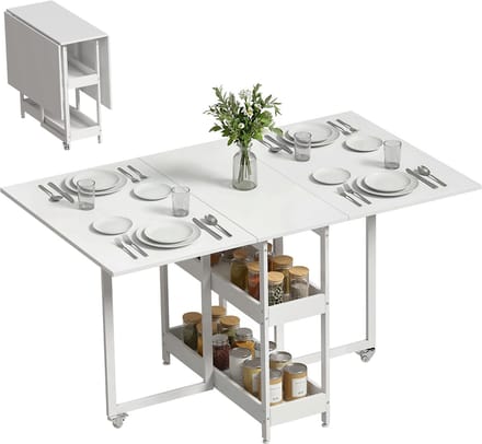 HOMCOM Folding Dining Table-Spanplatte, Metall-133,4L x 80B x 75H cm-Weiß