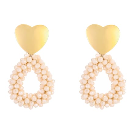 Michelle Bijou Oorbellen Kralen Party Hart goud beige