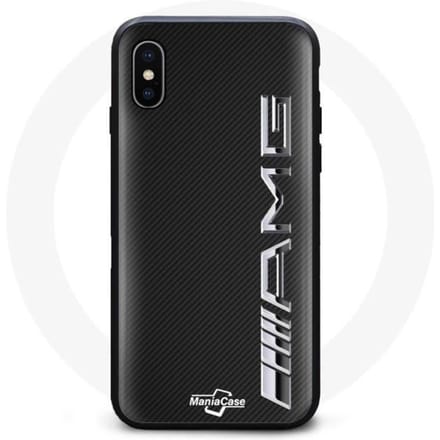 Hoesje - AMG - Iphone XS Max - Carbon - Zwart - Schokbescherming zwart