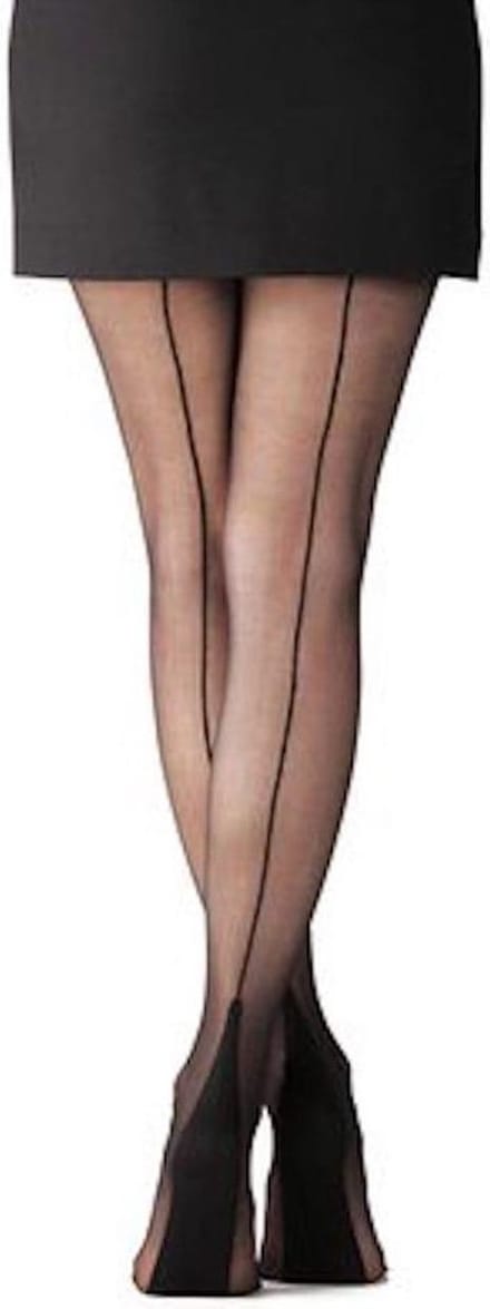 Platino zwarte 20den  panty met naad maat 38/40