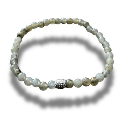 Armband - natuursteen - labradoriet - 4 mm - 18 cm - zilver kleurig element