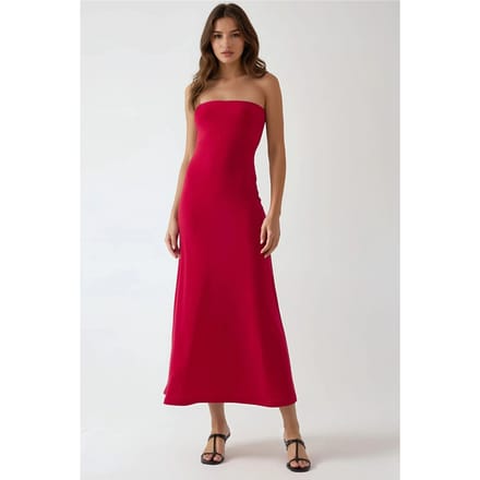 Basis Strapless Midi Jurk
