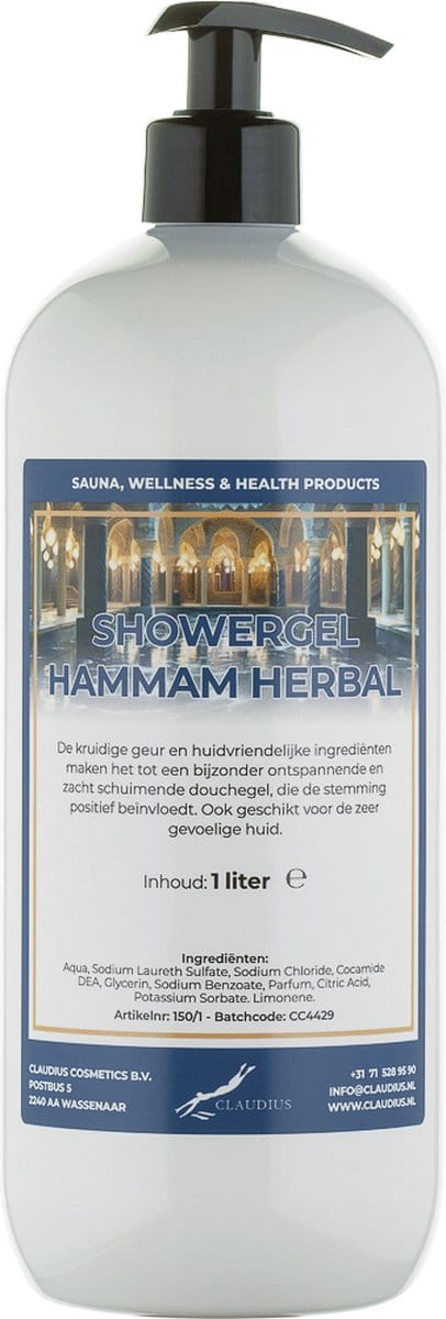 Douchegel Hammam Herbal 1 liter - met gratis pomp - showergel